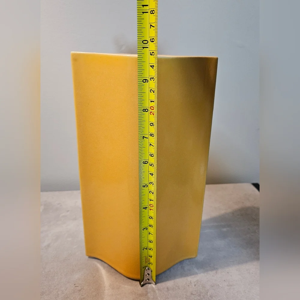 Vintage Mikasa La Ronde Moselle Amber Yellow Almond Eye Shape Mid-Century Vase